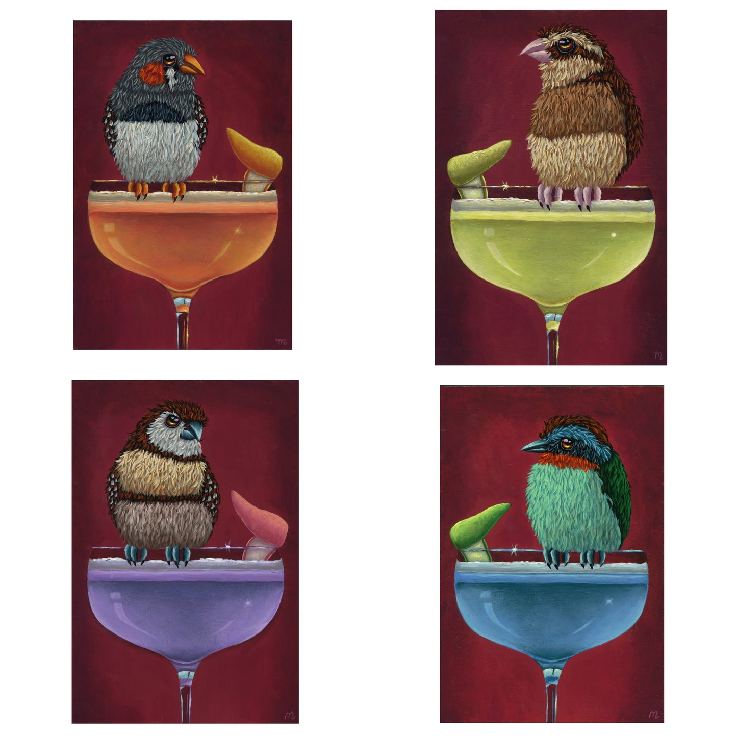 ORIGINAL-"Purple Cocktail (Owl Finch)